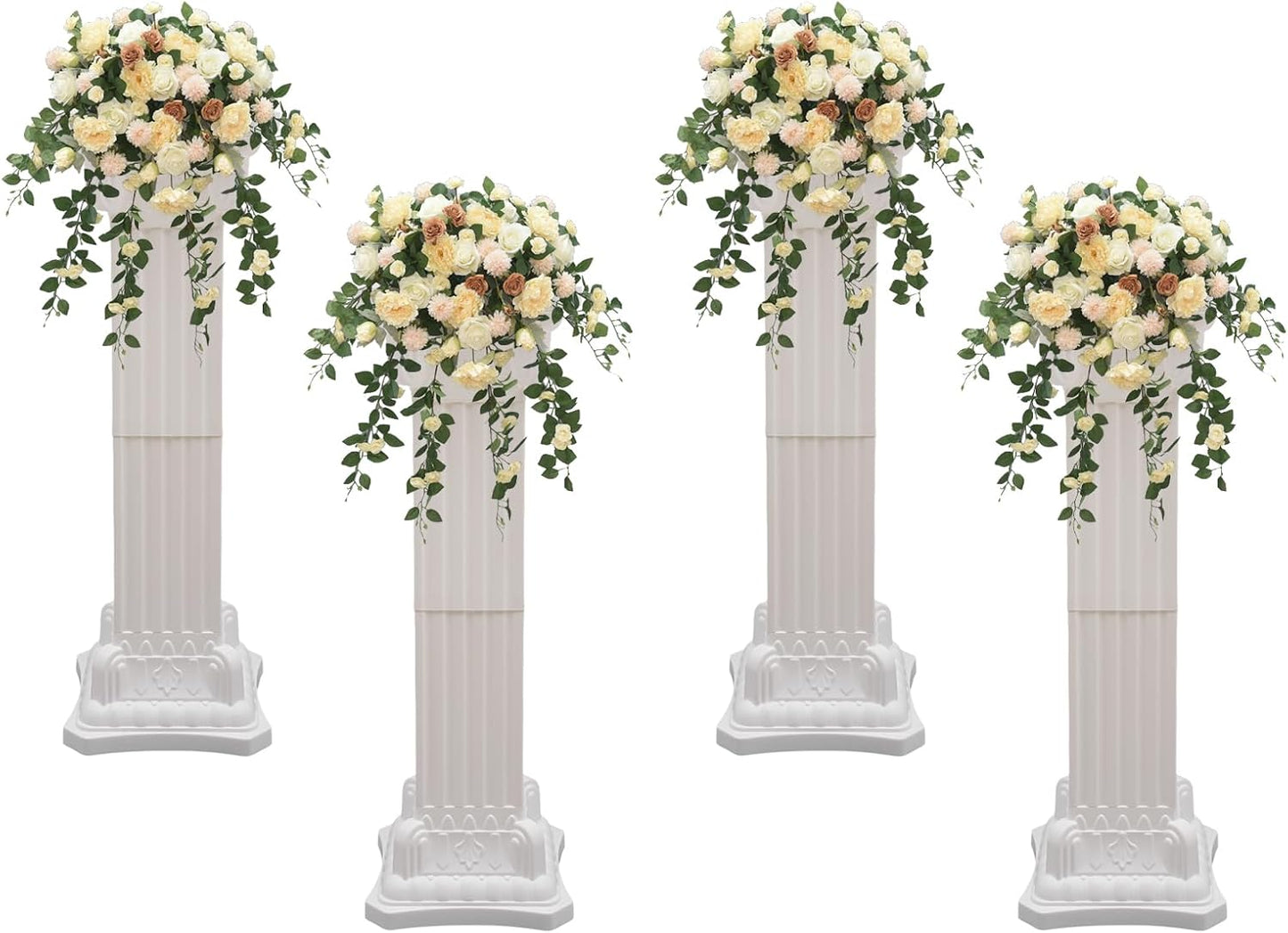 Roman Pillars Decoration Party Flower Pot Columns Set 4Pcs Decor Pedstal Stand 11.8x35.4in Flower Floral Wedding Party Event Road Decorative Columns (11.8x35.4in)