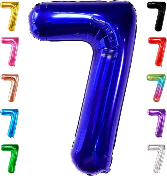 KatchOn, Giant Dark Blue Number 7 Balloon - 40 Inch | 7th Birthday Balloon for 7th Birthday Decorations | 7 Balloons for Birthday | 7 Year Old Balloons for 7 Year Decorations