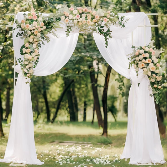 White Wedding Arch Draping Fabric 1 Panel 29" × 20FT Sheer Drapes Outdoor Curtain for Wedding Ceremony Baby Bridal Shower Arch Ceiling Backdrop Decor