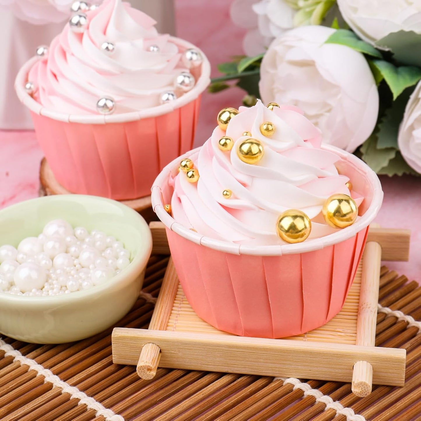 Silver Pearl Sprinkles for Cake Decorating, 11.3 Oz Edible Pearls Sugar 4 Sizes Gift Box Set for Baking Cookie Ice Cream Cupcake Toppings