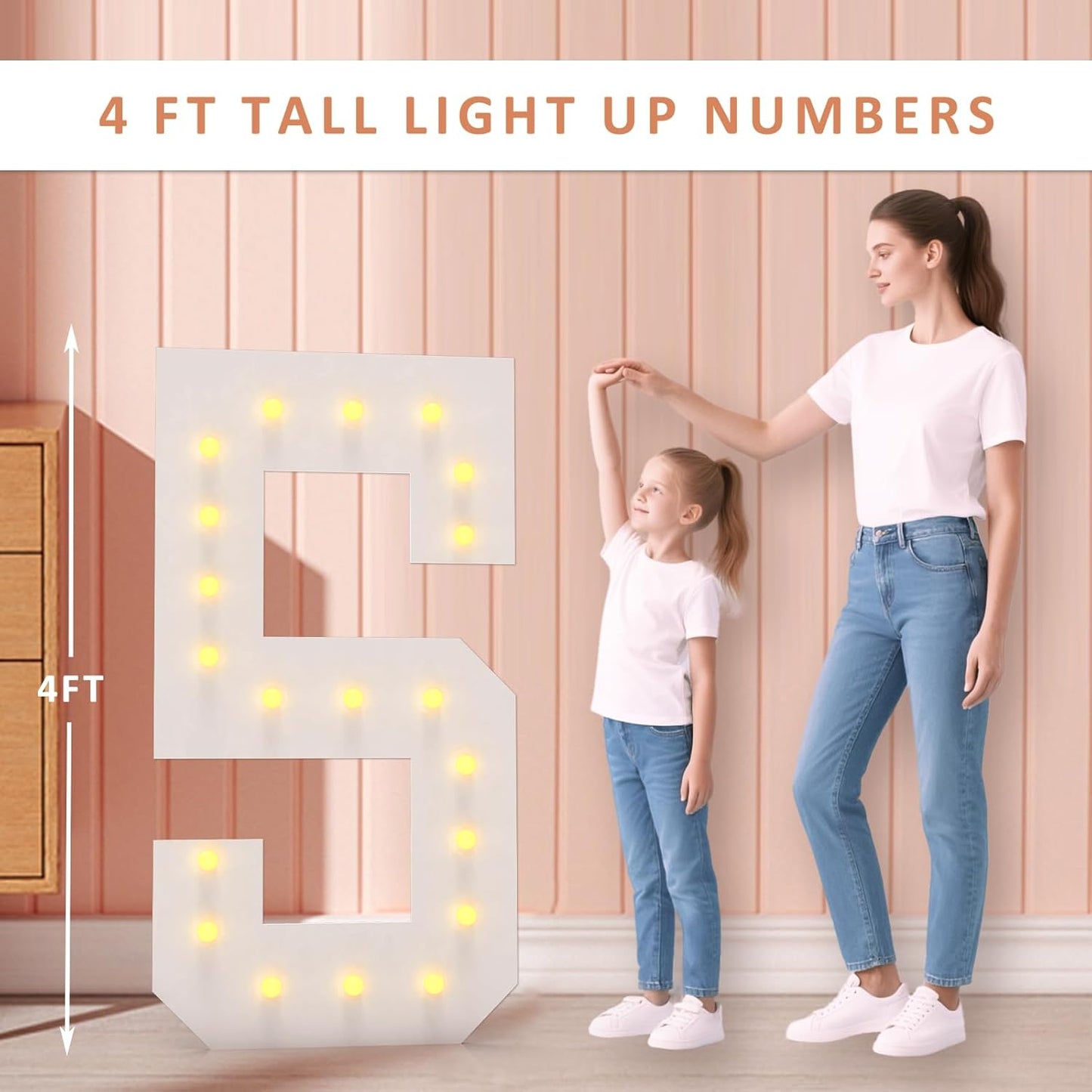 LOBOOM 4FT Light Up Numbers, Marquee Numbers 4 Feet Tall Giant Number 20 Mosaic Big Number Sign for 20th Birthday Party Backdrop Anniversary Decorations, Pre-Cut Large Frame