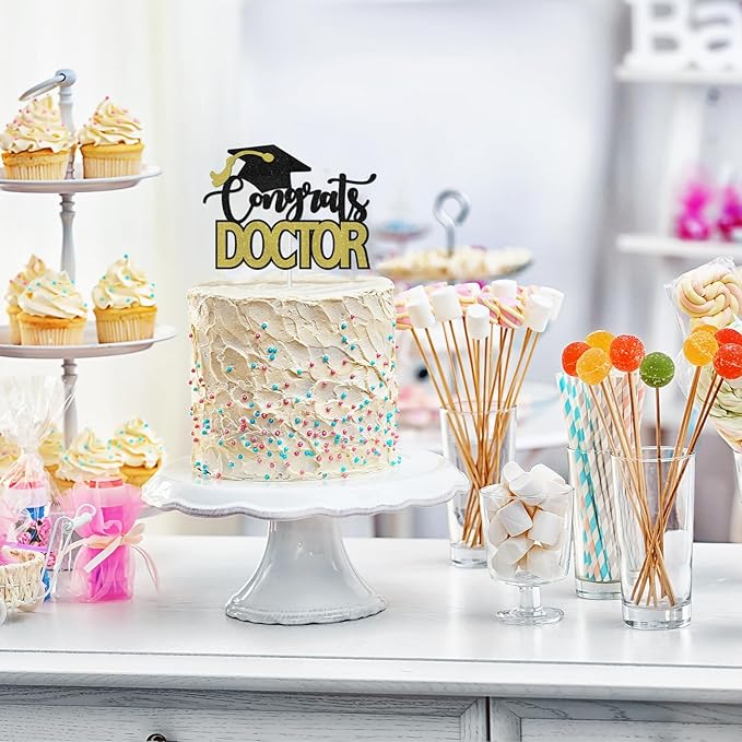 Congrats Doctor Cake Topper - 2025 Medical Doctor Graduation Party Decoration Supplies - Future Doctor/It's DR Actually Cake Decor - Congratulations Doctor Graduation Decorations