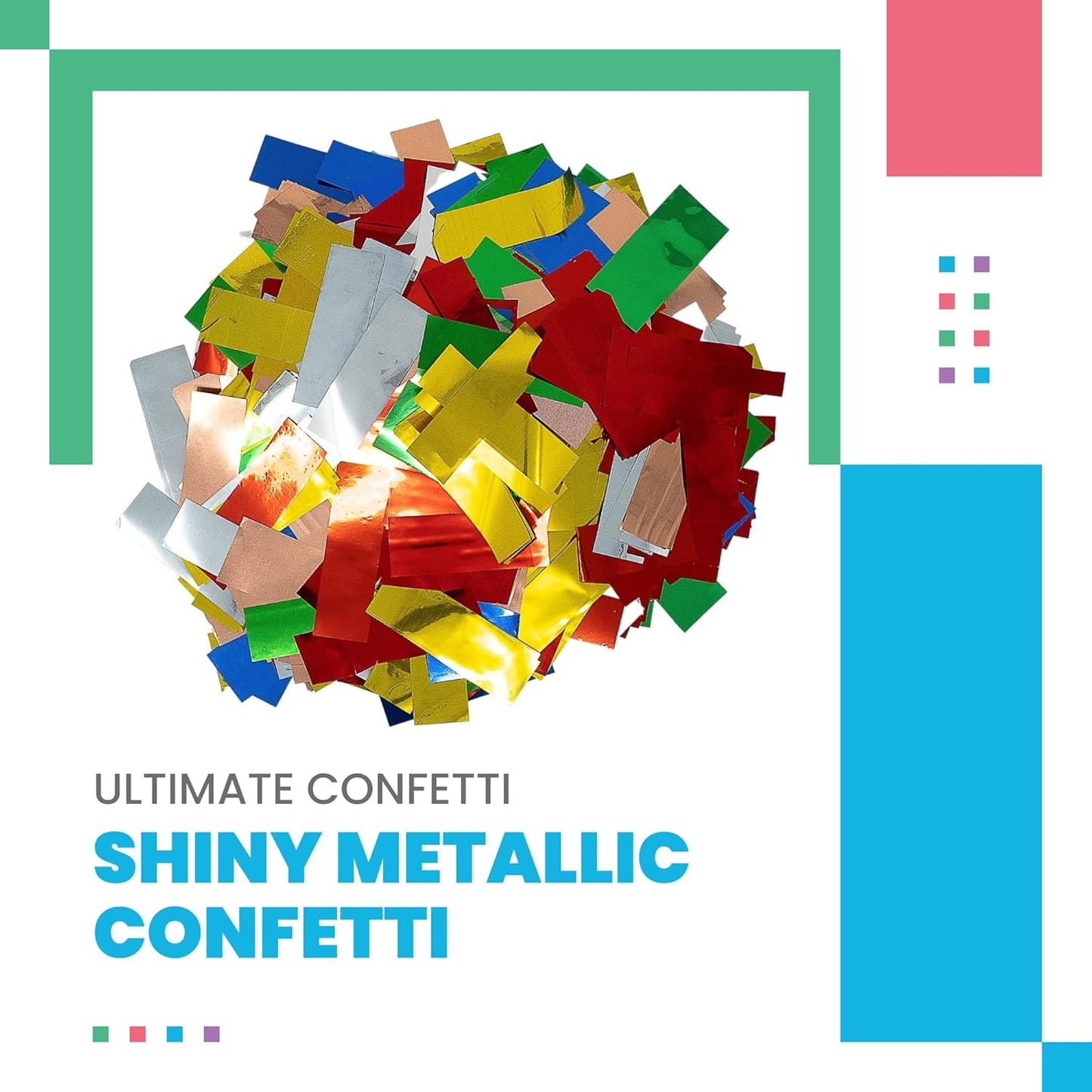 Multicolor Mylar Shiny Metallic Foil Rectangular Confetti for Cannon and Launcher use - Gender Reveal Confetti for Wedding, Parties, Mother’s Day and Live Events - 1 lb, 16 oz