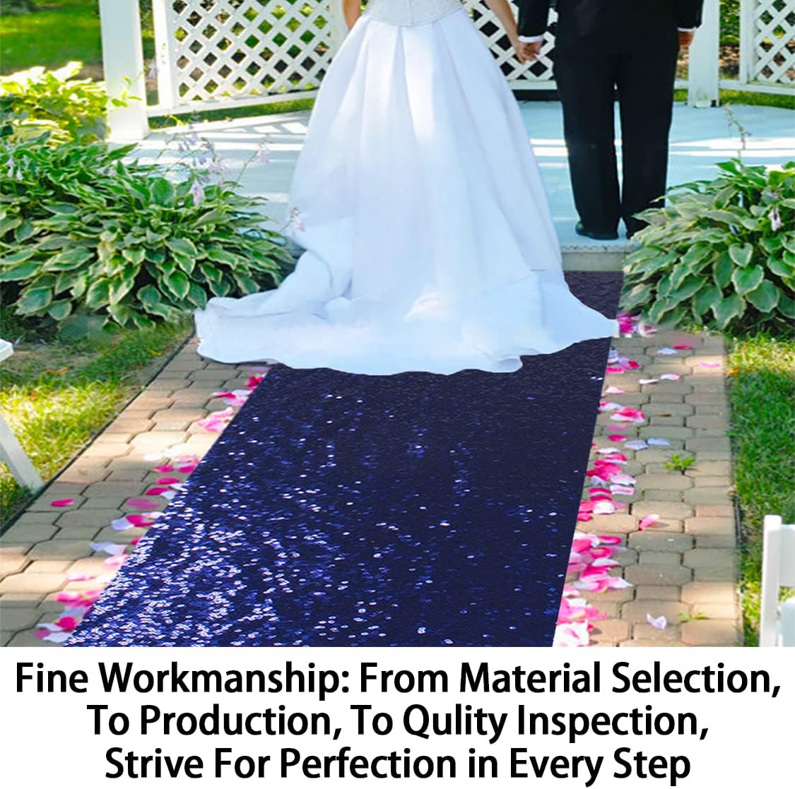 ShinyBeauty Sequin Aisle Runners 2Ft x 15Ft Navy Carpet Runner for Party Glitter Runner for Wedding N116