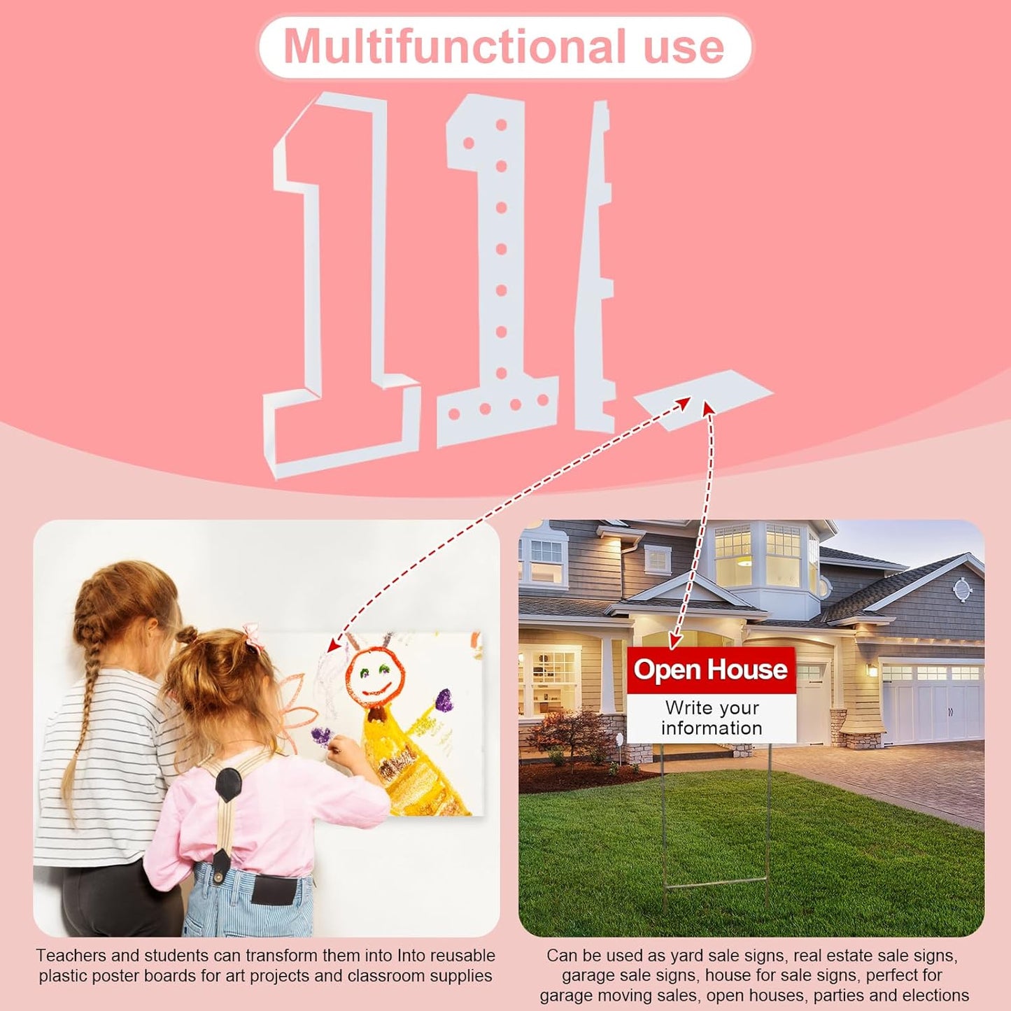 4FT Plastic Marquee Numbers 8 - Light up Numbers Are Made from Corrugated Plastic Board - Quick Assembly Without Tools, Disassembled Components Can Be Used for Photo Wall Decoration, Yard Sale Signs