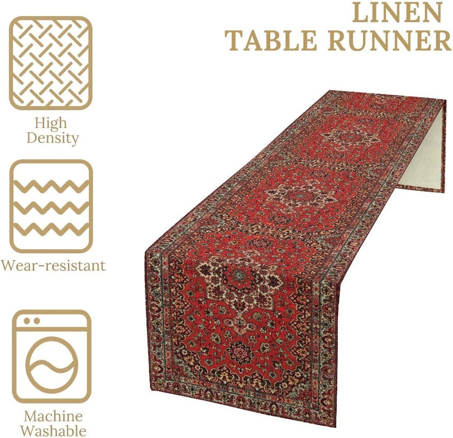 Vintage Boho Red Table Runner,Elegant Mid Century for Home Farmhouse Kitchen Table Dining Coffee Room Garden Party Wedding Decor 13x108in
