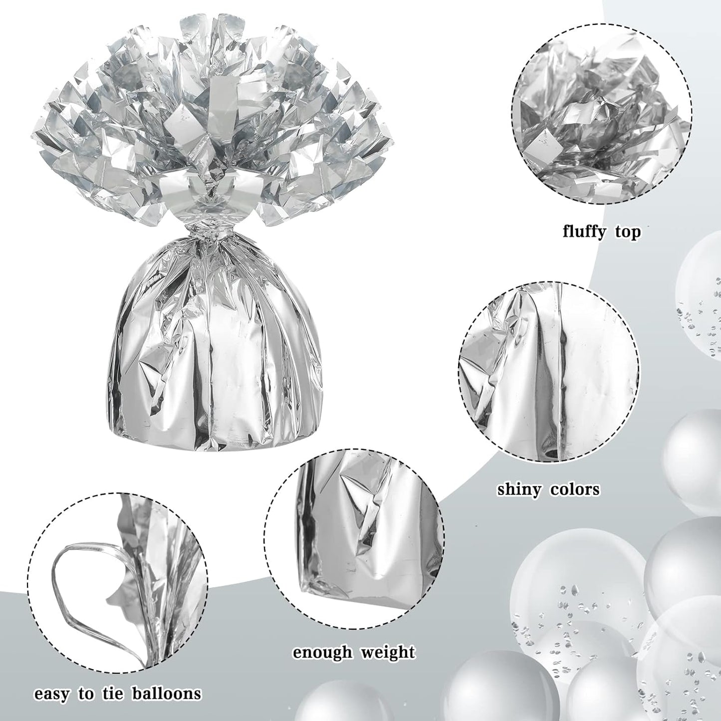 36 Pcs Metallic Balloon Weights Set Heavy Solid Metallic Anchor Balloon Holder Weights for Balloons Table Centerpiece DIY Decor for Birthday Party Favors Wedding 2.5 x 5 Inch(Silver)