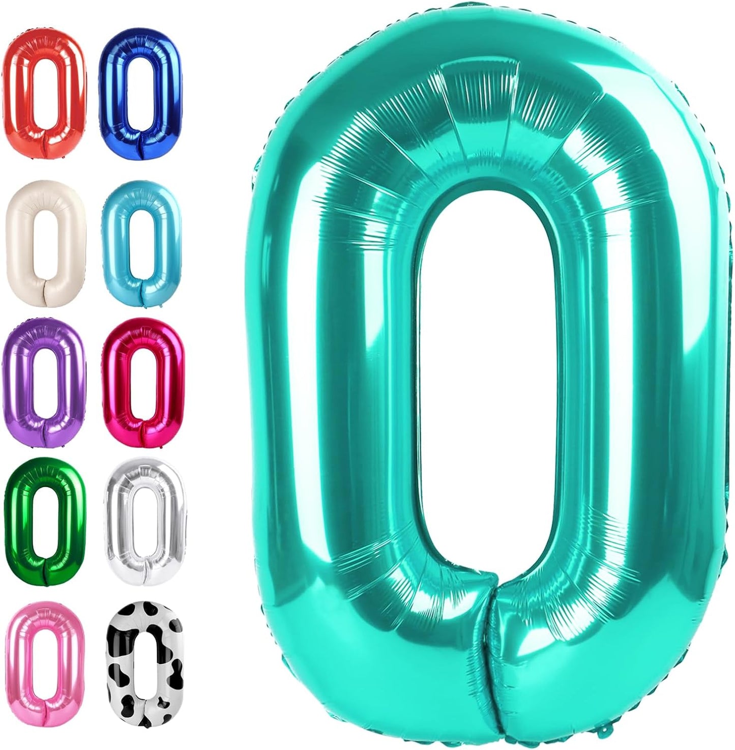 Teal Blue 40 Inch 0 Number Balloons, 0 Decorations for 10 20 30 40 50 60 70 80 90 100 Birthday, Teal Blue Foil Giant Birthday Graduations Anniversary Party Balloon