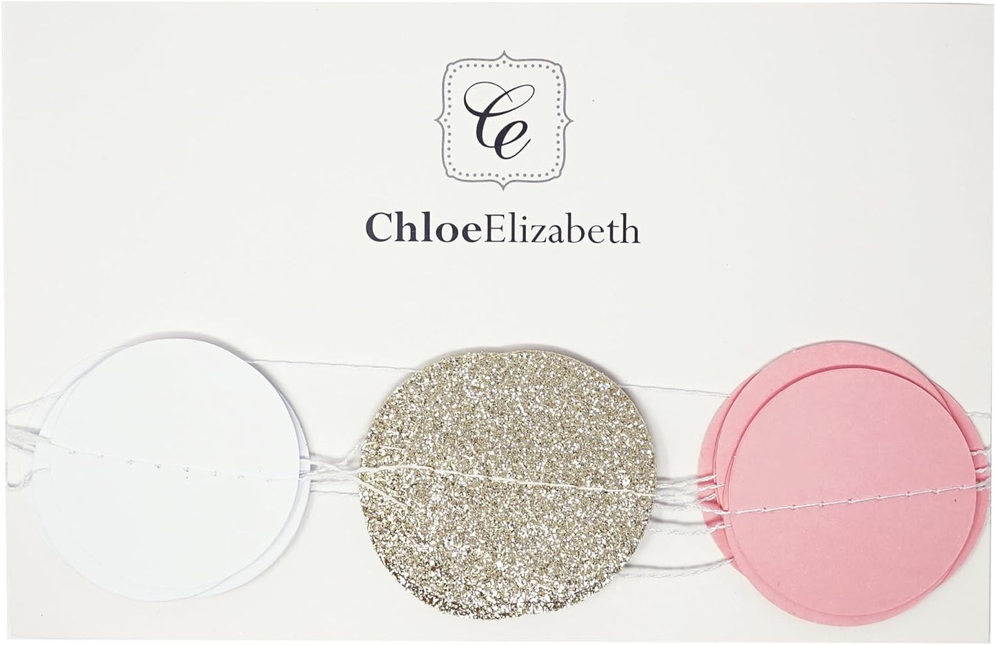 Chloe Elizabeth Circle Dots Paper Party Garland Streamer Backdrop (10-Pack, 10 Feet Per Garland, 100 Feet Total) - Pink, White, Gold Glitter