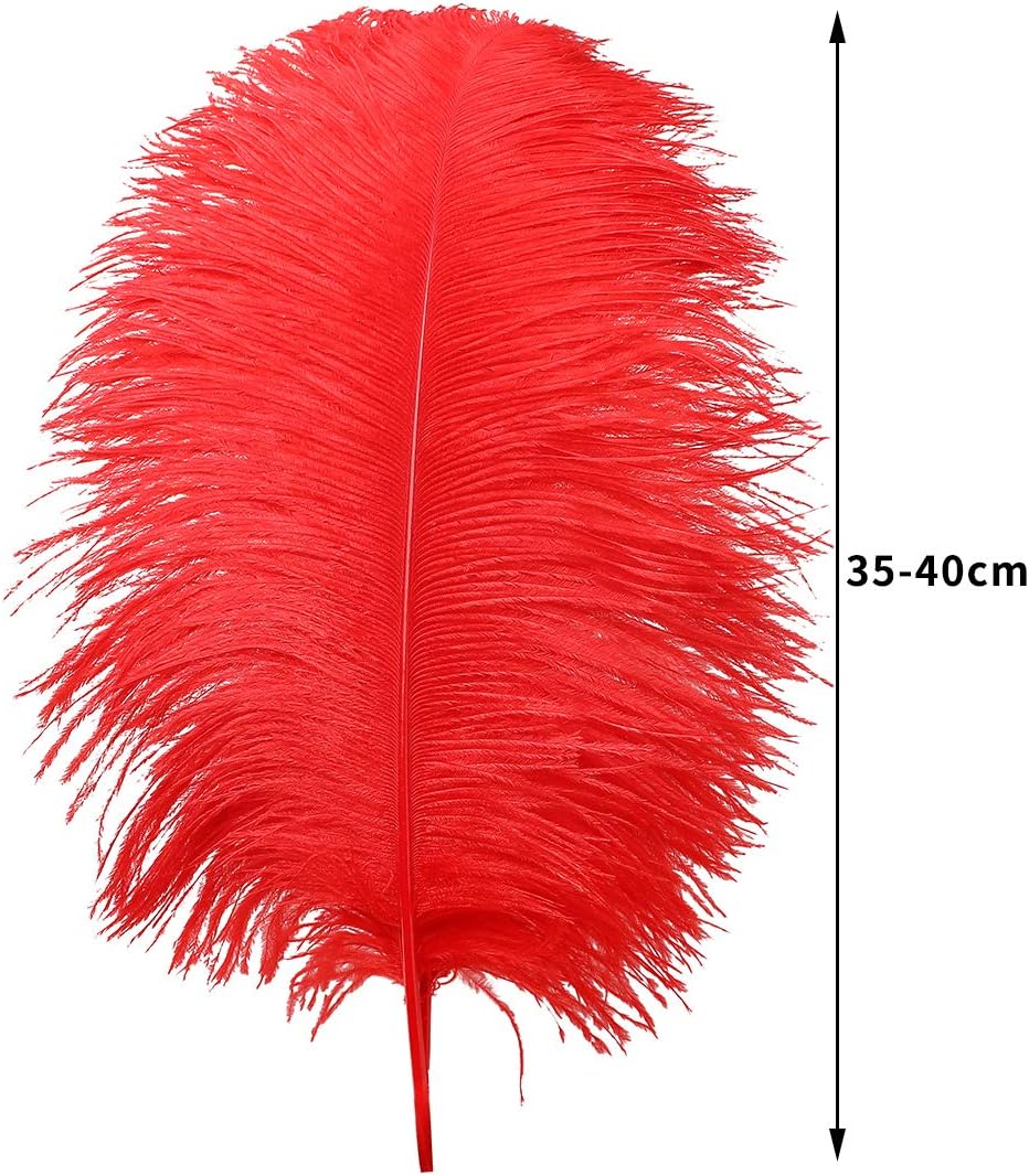 Ballinger Red Large Ostrich Feathers - 12Pcs 14-16inch Large Feathers for Vase,Wedding Party Centerpieces and Home Decor