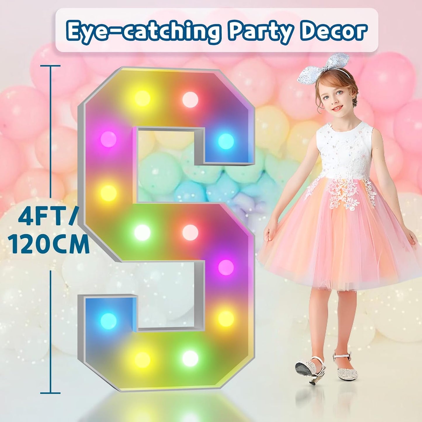 imprsv 4FT Colorful Marquee Light Up Letters S, 18 Colors Large Light up Letters Alphabet Sign with Remote, Large Marry Me Sign, Birthday Party Decorations Baby Shower Anniversary Wedding Decoration