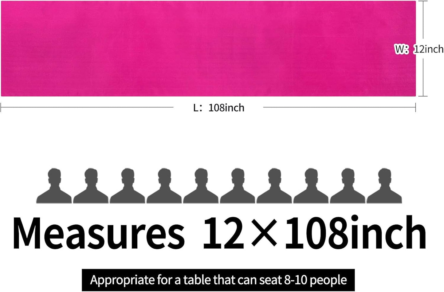 5-Pack Satin Table Runner Fuchsia 12 x 108 inches Long, Table Runners for Wedding, Birthday Parties, Banquets Decorations（5 Pack, 12x108 Inch, Fuchsia）