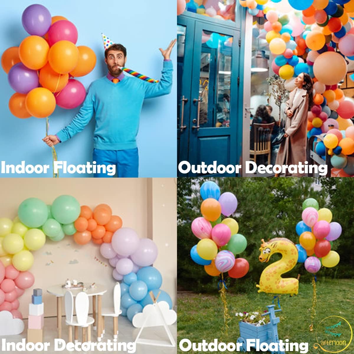 AFTERLOON® Biodegradable Balloons 24 pcs Clear 10 Inch, Transparent Color Thickened Extra Strong Natural Latex Helium Float, Multicolor Colorful Bulk Color ballon Globos Para Decoration De Fiestas