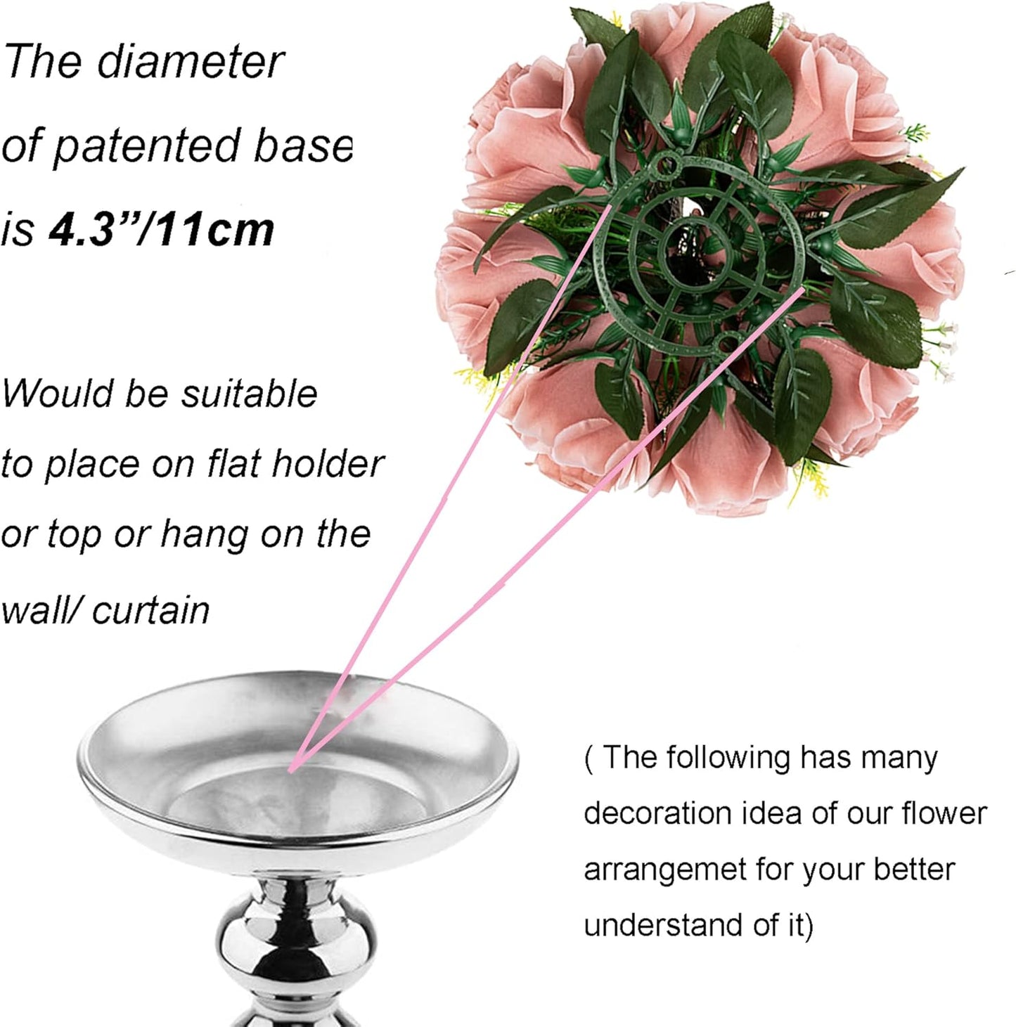 BLOSMON Dusty Pink Flowers Decoration: 6 Pcs Artificial Roses Flowers Balls for Wedding Dinning Table Centerpieces - Fake Silk Kissing Floral Arrangement for Home Party Event