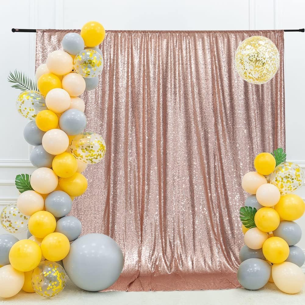 Eternal Beauty Rose Gold Sequin Backdrop, 20x10 Ft Glitter Background Curtains for Shimmer Photography Party Wedding Birthday Back Drop Decor
