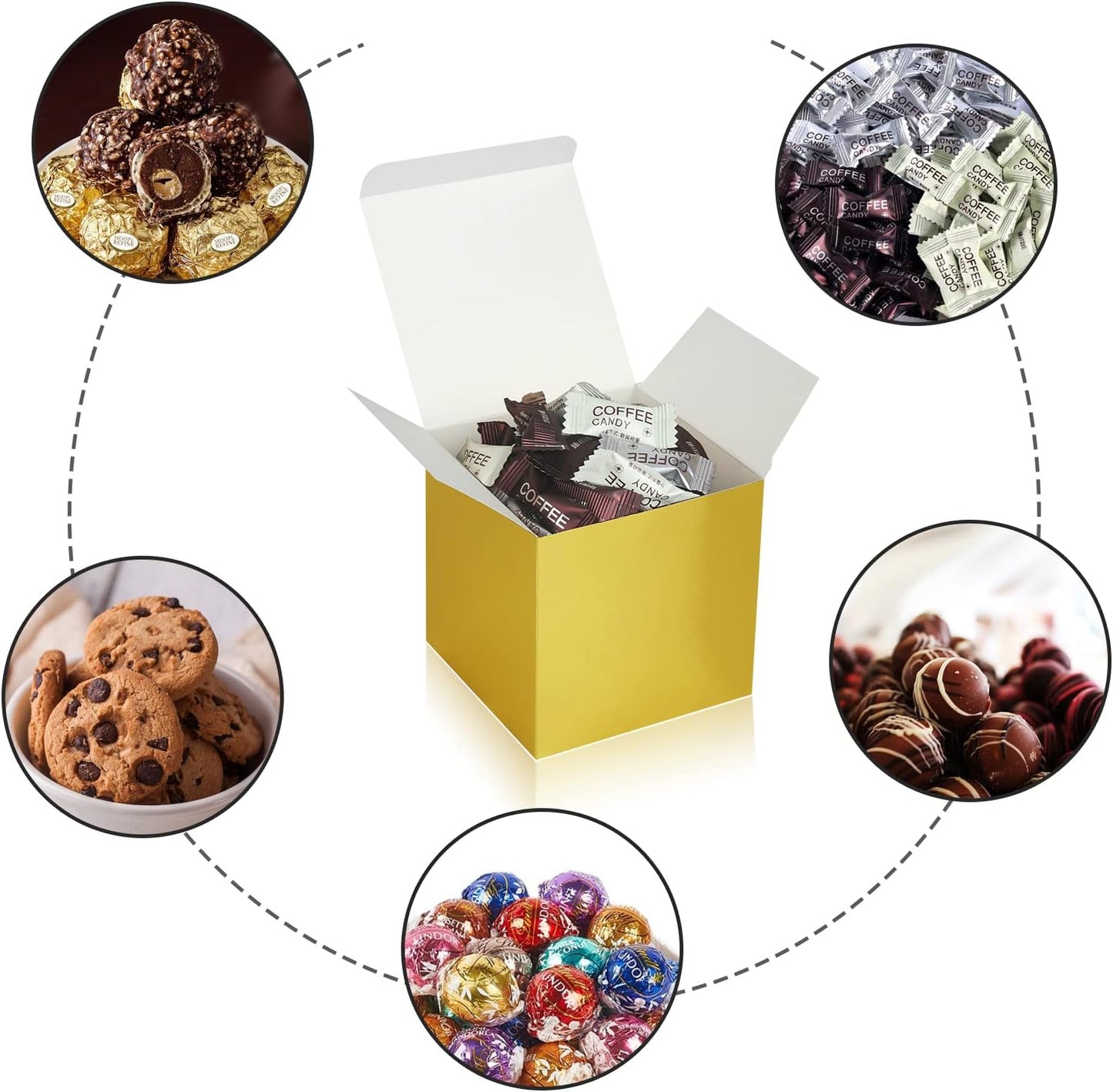 50 Pack Small Gift Boxes, 2x2x2 Favor Boxes Gold Paper Gift Boxes with Lids for Presents, Crafting, Cupcake Boxes, Gifts, Candy Boxes for Wedding Party Bridal Shower Baby Shower Favors