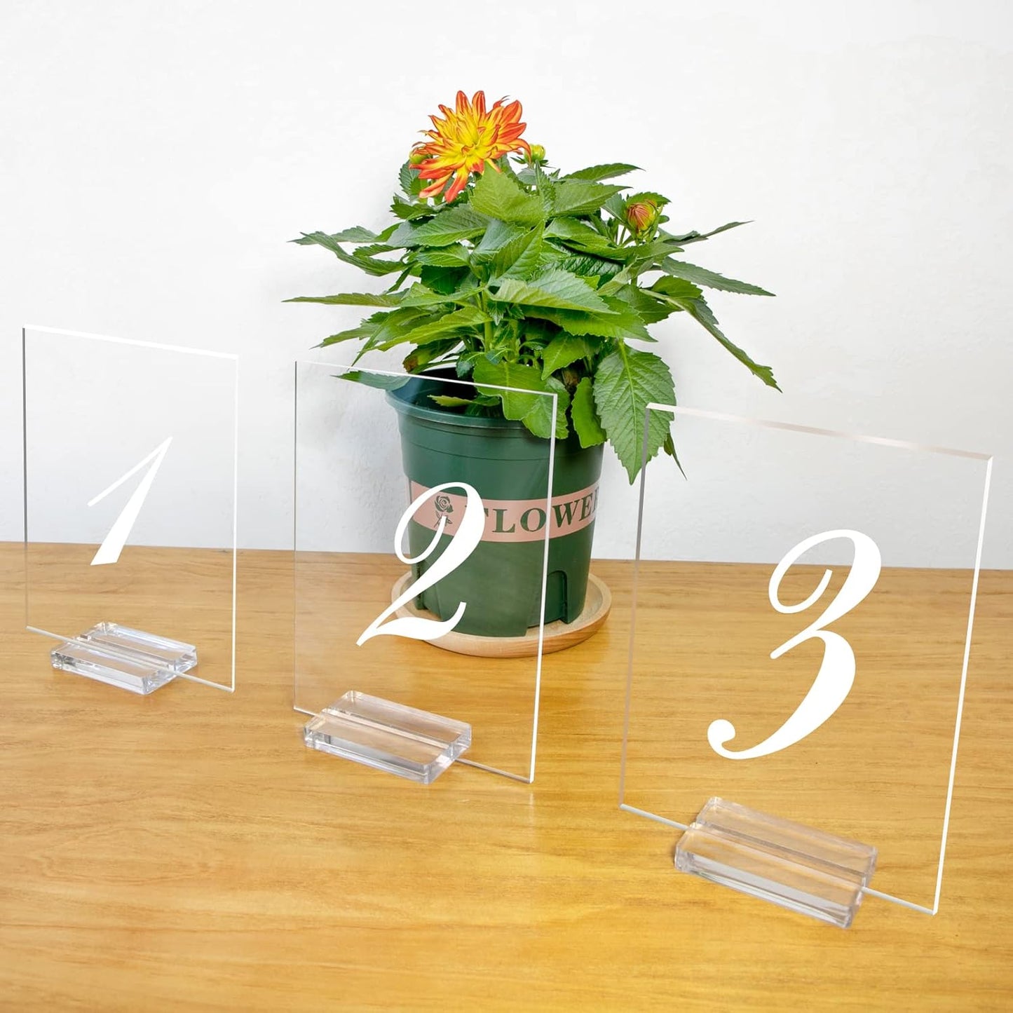 Acrylic Sign Holders, 20 PCS Clear Place Card Holders with Card Slot, Table Numbers Display Stands, for Wedding/Menu/Meeting/Table Numbers