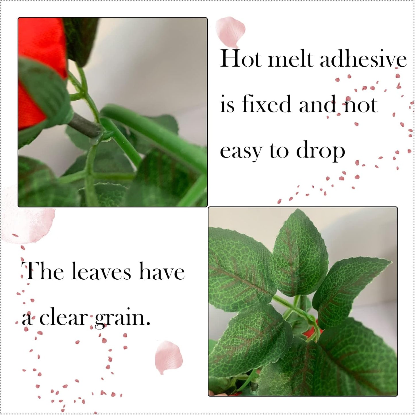 2 Pack Artificial Rose Vine Garland Fake Roses Flowers Plants Vines Hanging Floral Leaves Decoration for Wedding Party Table Garden Arch Wall Home Room Decor(Red)