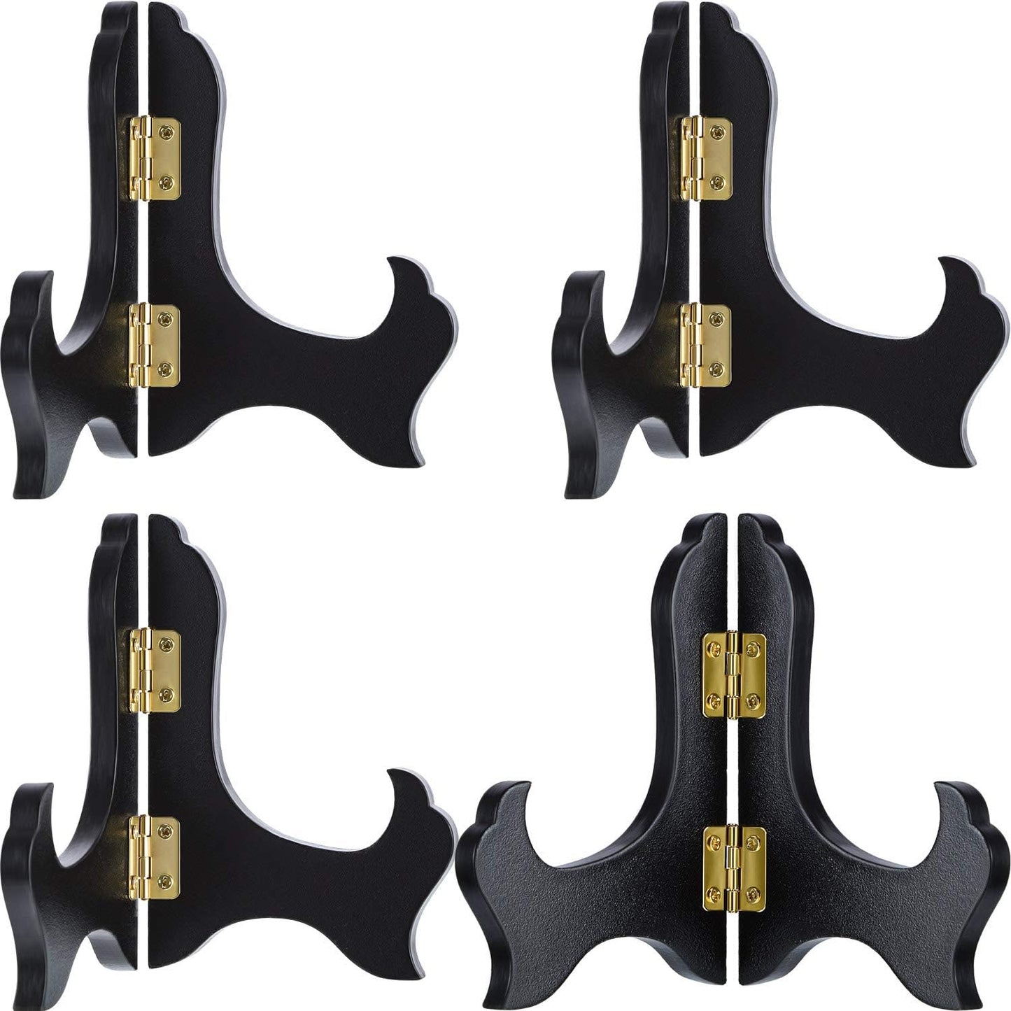 Tatuo 4 Packs Wooden Display Stand Decorative Plate Stands for Display Picture Frame Holder Easels(Black,4 Inch)