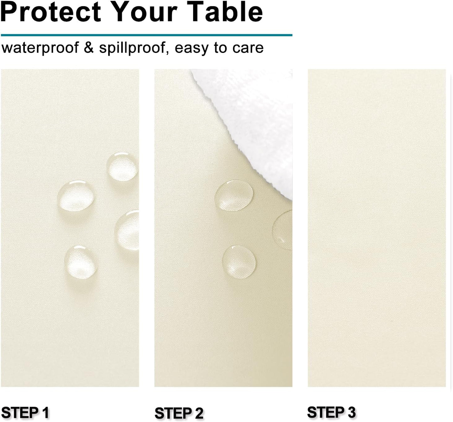 Hiasan Champagne Tablecloth for Rectangle Tables - Waterproof and Spillproof Washable Fabric Table Cloth for Dining Room Kitchen Party, 60 x 120 Inch