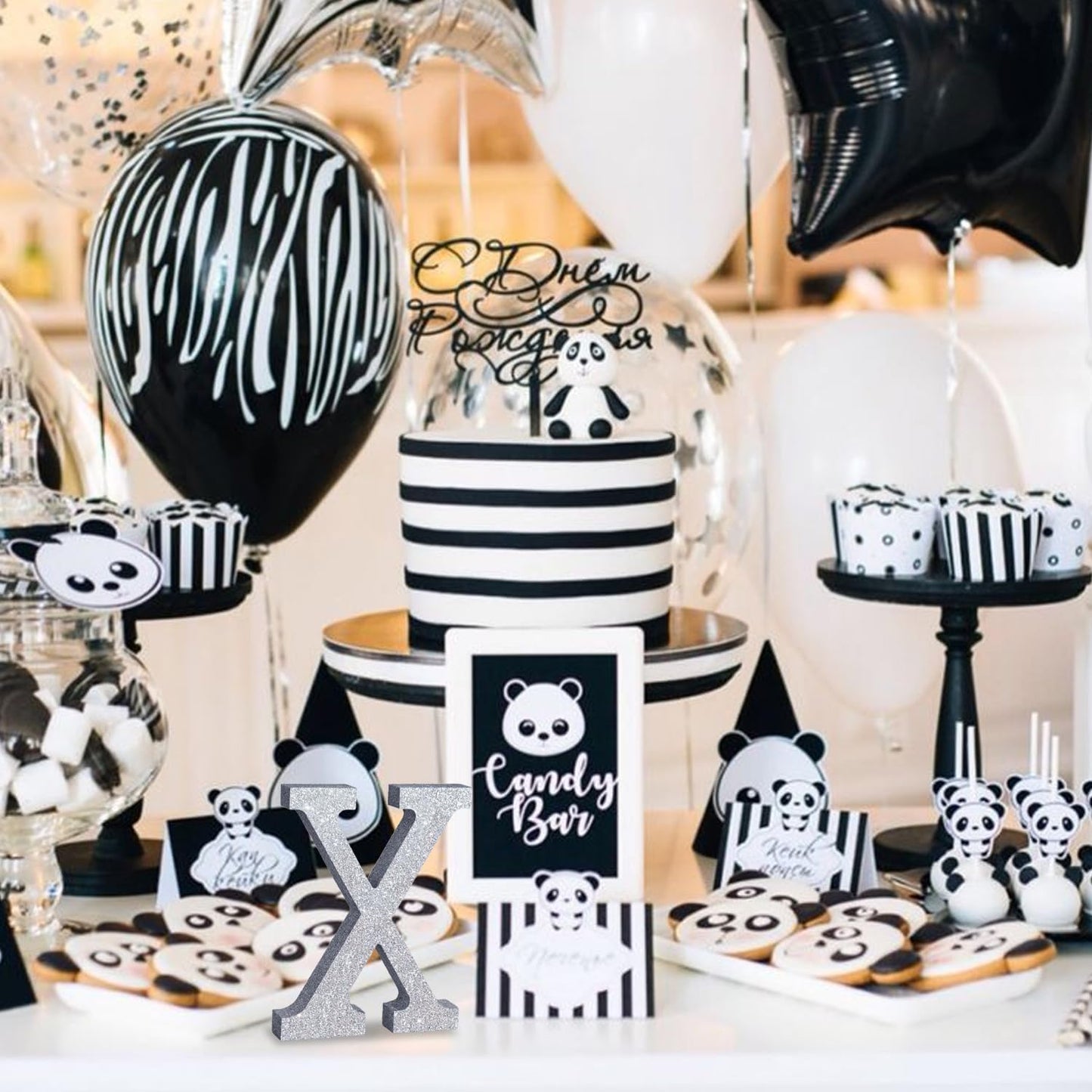 TONIFUL 8 Inch Silver Glitter Letter X Table Centerpiece A-Z Silver Birthday Party Decorations,Silver Alphabet X for Birthday,Chrismas,Graduation,Bridal Shower,Wedding,Anniversary Party Supplies