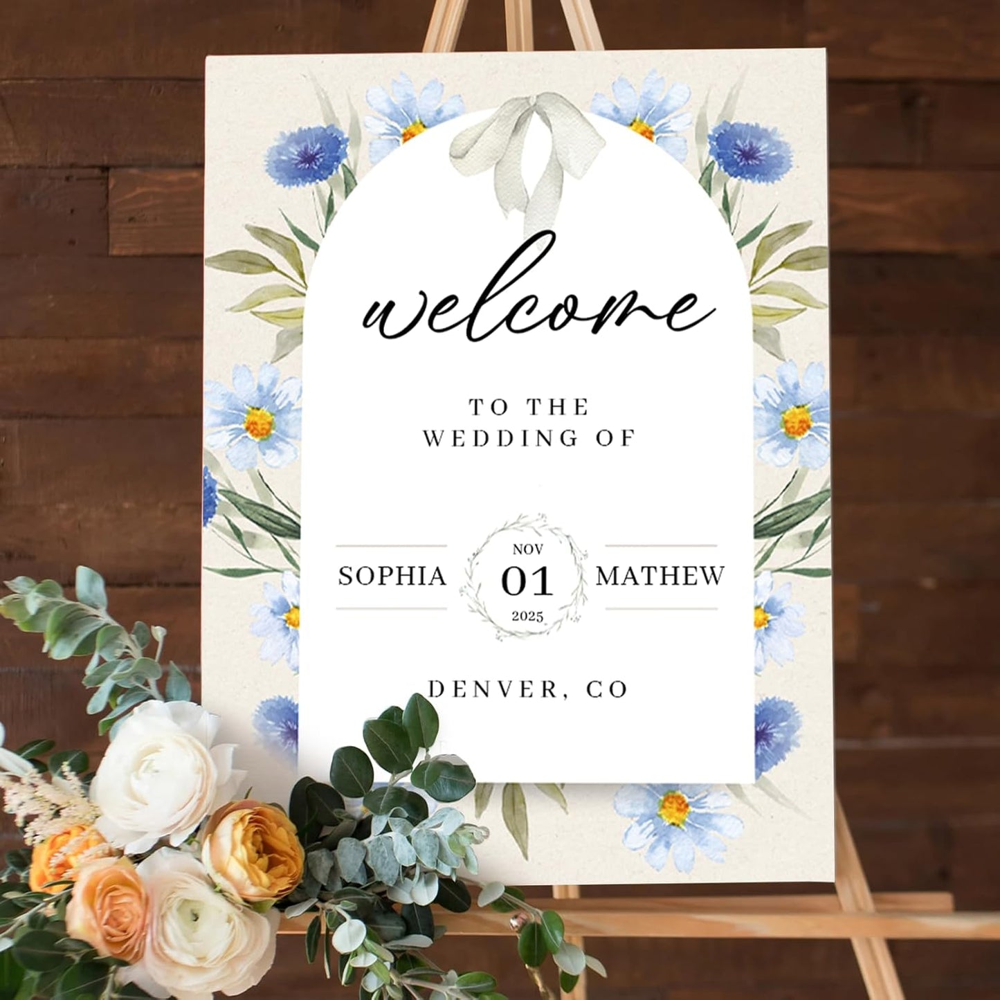 Customized Weddings Poster Signs for Bride & Groom, Personalized Wedding Welcome Sign, Gifts for Weddings, Anniversary, Bridal Party, Custom Reception Canvas/Wooden Sign for Ceremony