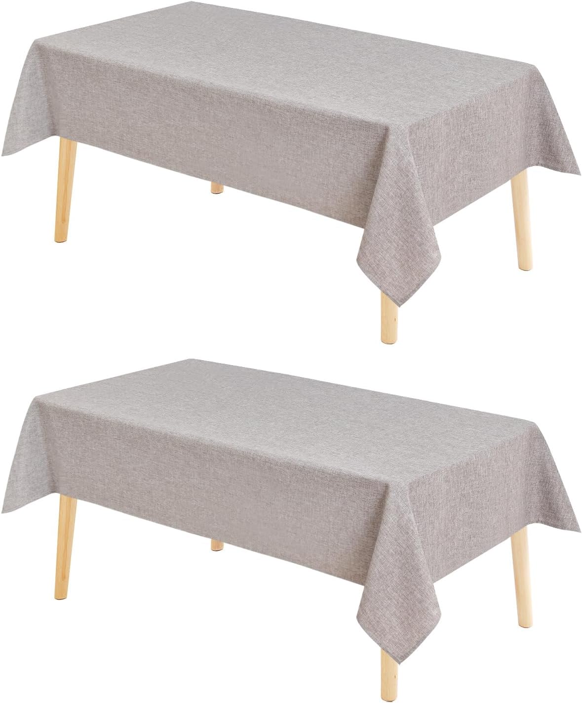Hiasan 2 Pack Faux Linen Rectangle Tablecloth - Wrinkle and Stain Resistant Washable Table Cloth for Kitchen Dining Room Holiday Table Cover for Party Dinner, Stone, 30 x 60 Inch