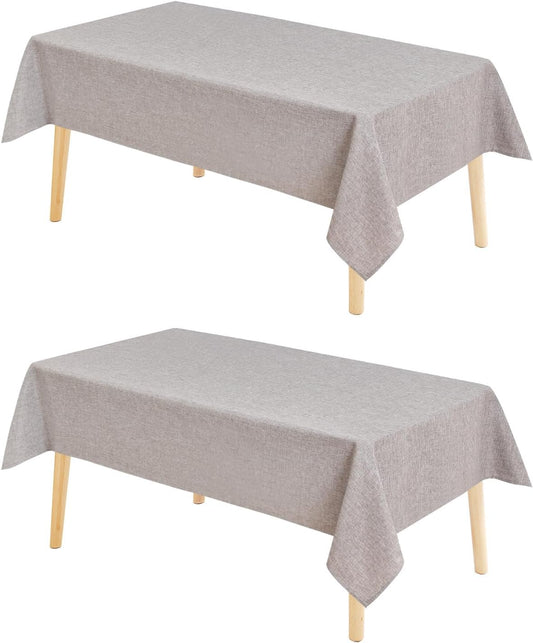 Hiasan 2 Pack Faux Linen Square Tablecloth - Wrinkle and Stain Resistant Washable Table Cloth for Kitchen Dining Room Holiday Table Cover for Party Dinner, Stone, 70 x 70 Inch
