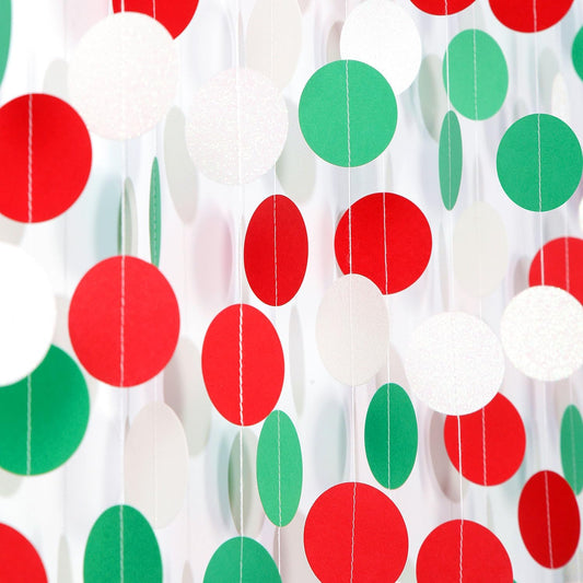 Red-Green White Christmas Party-Decorations Streamers - 52Ft Hanging Mexico Italian Paper Garland Banner,Italy Fiesta Mexican Birthday Wedding Baby Shower Supplies Backdrop Decor Hugtmr