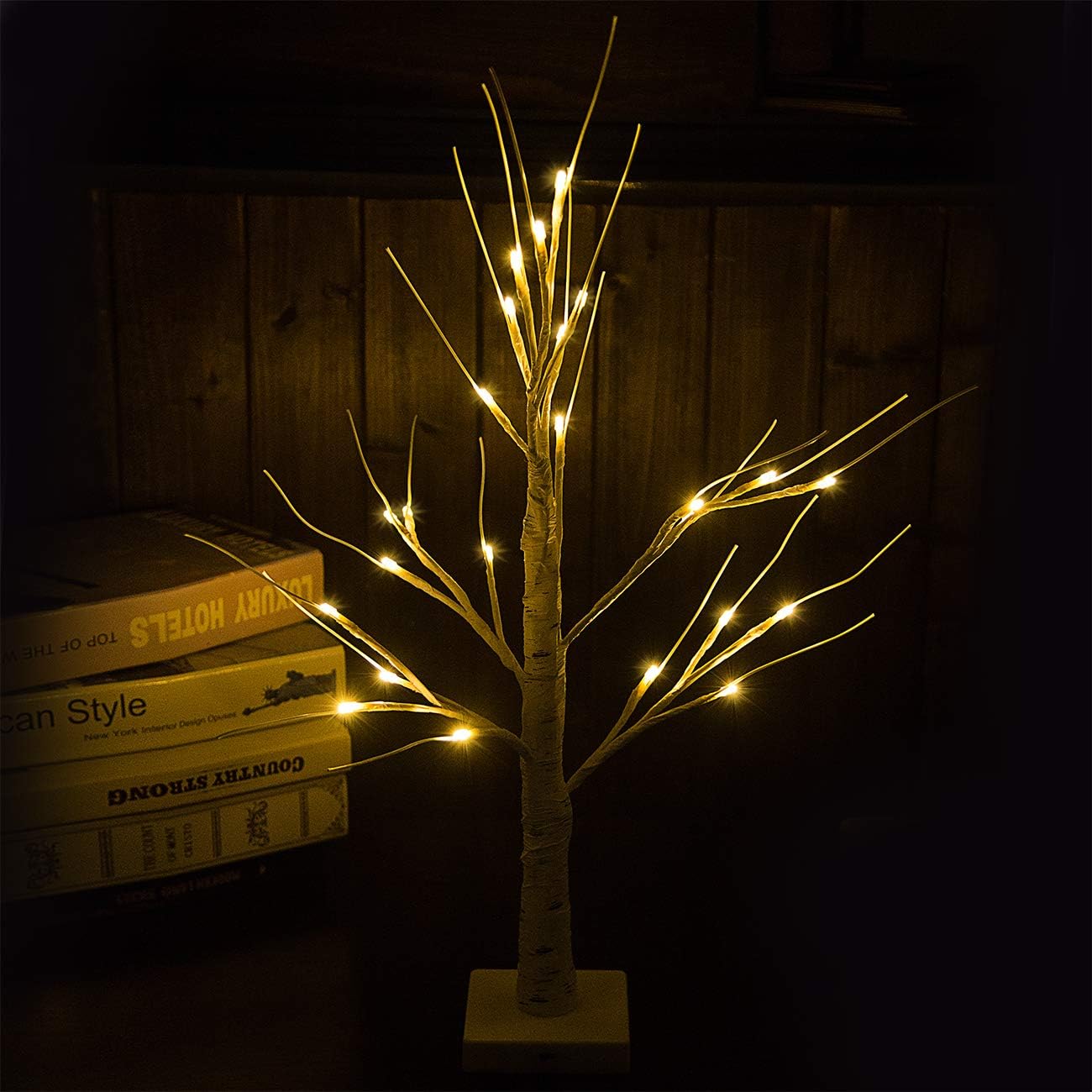 Sunnyglade 2PCS 2Ft 24 LED Birch Tree Light Bonsai Tree Light Warm White for Home Wedding Festival Party Christmas Decoration