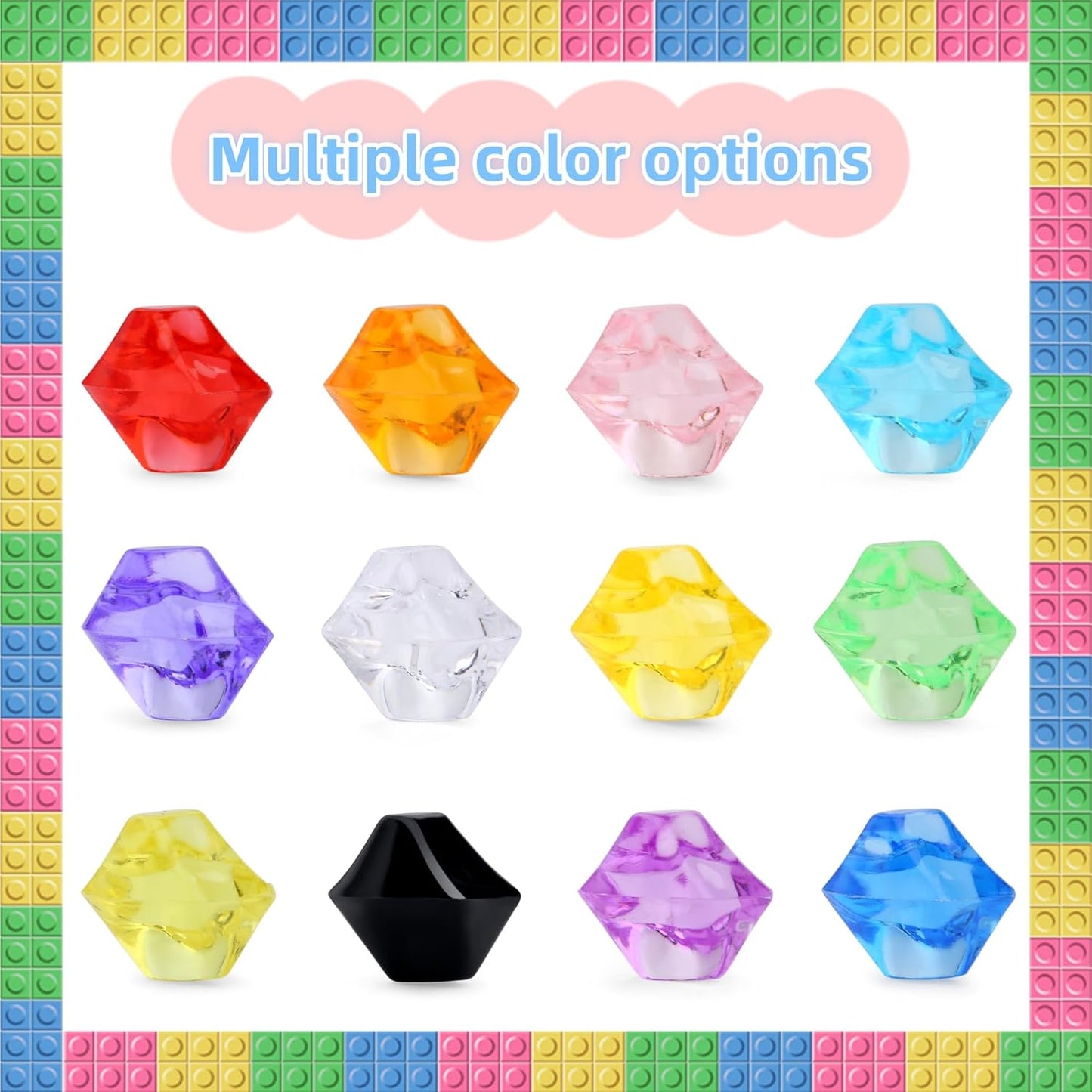 YATOJUZI 500pcs Fake Ice Cubes Yellow Assorted Acrylic Crushed Rocks Vase Fillers Plastic Diamonds Gems for DIY Party Wedding Centerpiece Table Scatter Prop Display 0.5" (Random Color)