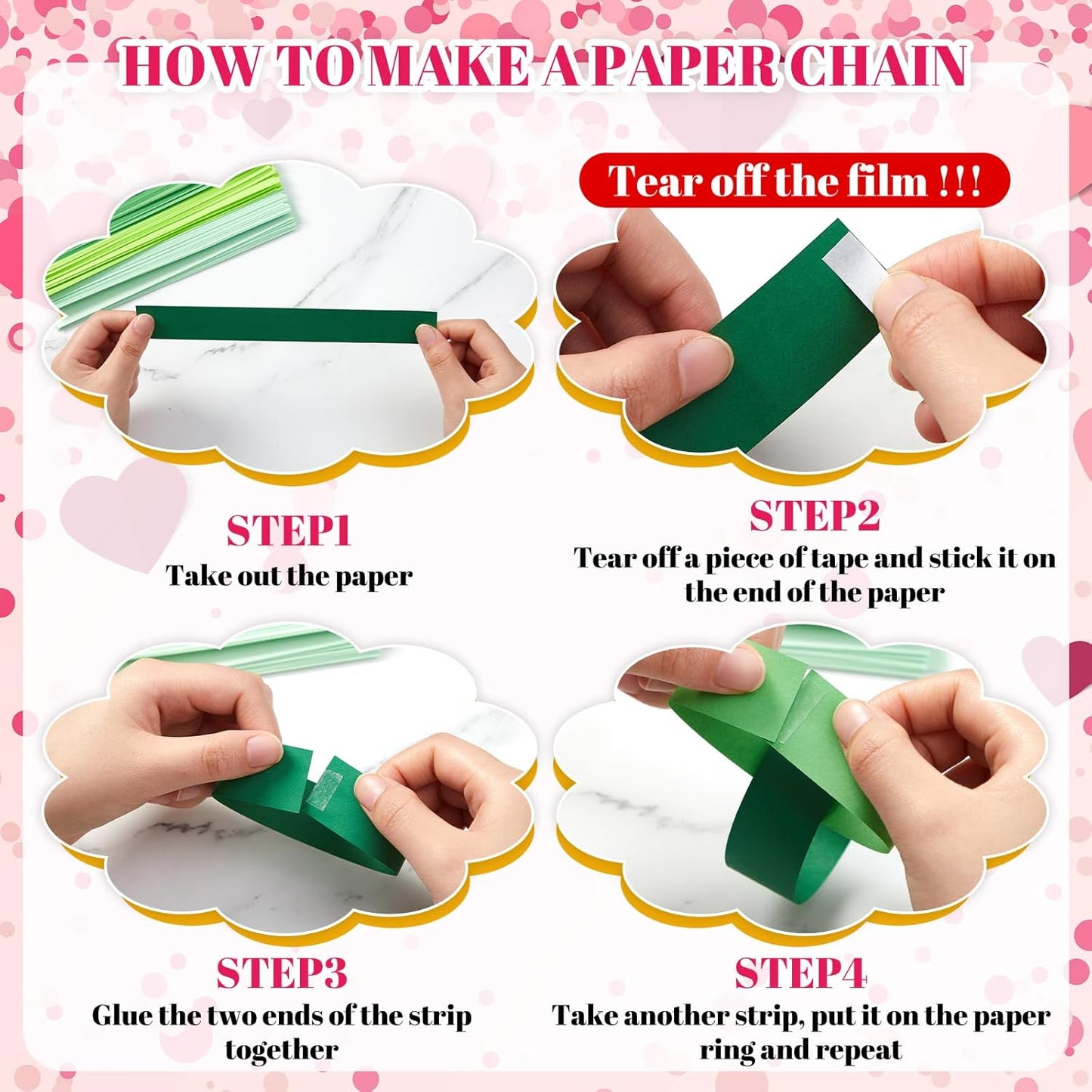 Lincia 600 Sheet Halloween Paper Chain Garland, Construction DIY Crafts Chain Strip for Fall Thanksgiving Party Decor, 1x8 Inch with Double Sided Tape (Irish Day)