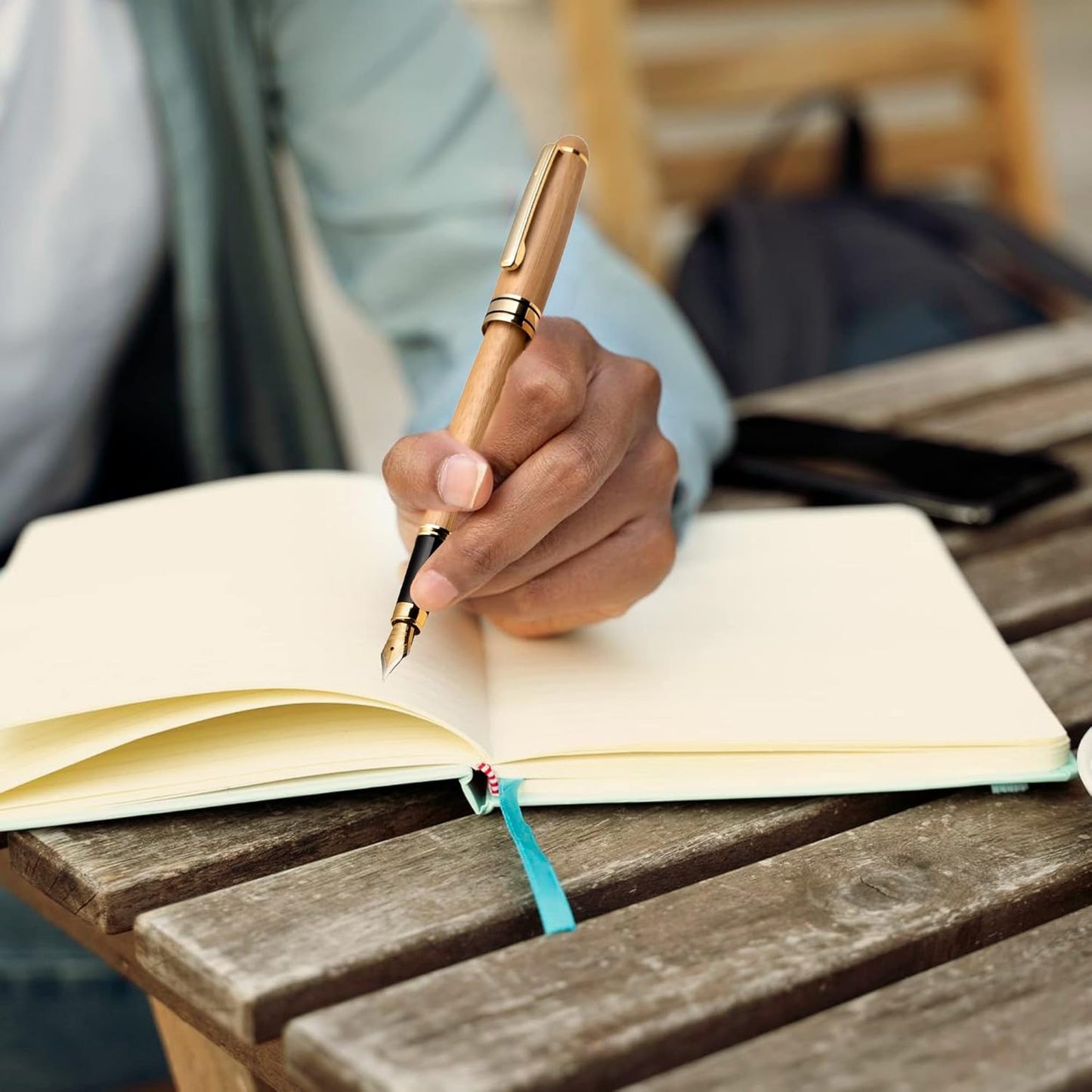 ZenZoi Wood Pen Set - Bamboo Fountain Pen w/Fine Nib & Rollerball Pen. Smooth Writing, Refillable, Vintage, Crafted, Journaling Pen. Luxury Pen Gift Set for Men, Women, Ink Converter.