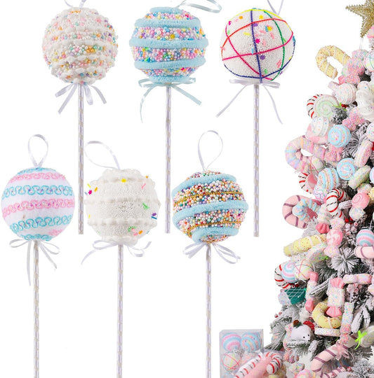 LANGXUN 6pcs Lollipop Candy Land 2025 Xmas Birthday Party Wedding Suppiles Decoration, Hanging Candy Cane Christmas Tree Décor, Christmas Decorative Hanging Ornaments Crafts