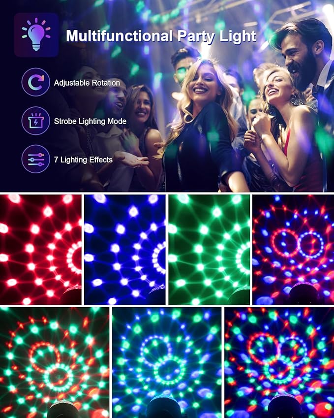 Luditek 4-Pack Sound Activated Party Lights with Remote Control Dj Lighting, Disco Ball Light, Stage Lamp Strobe Light for Home Room Dance Parties Karaoke Wedding Decorations Christmas