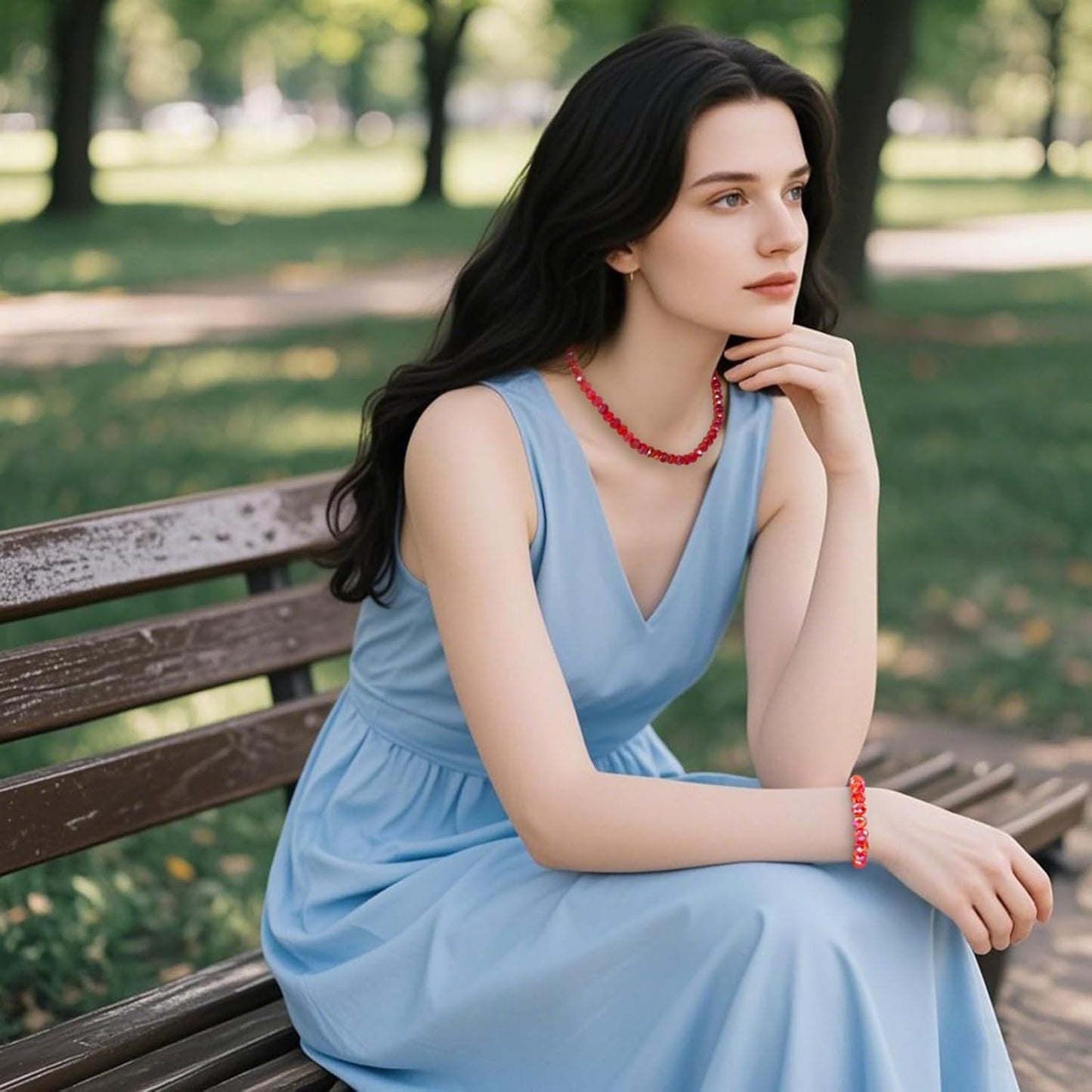 220Pcs 10mm Crystal Glass Beads for Jewelry Making Beads for Bracelets Necklace Pendants Making Supplies(Red)