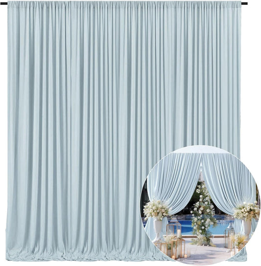 10 x 10 Feet Blueish Gray Backdrop Curtain for Partie, Background Curtains for Photoshoot, Birthday, Wedding, Halloween, Thanksgiving, Christmas Day, New Year Party Decorations 5Ft x 10Ft, 2 Panels
