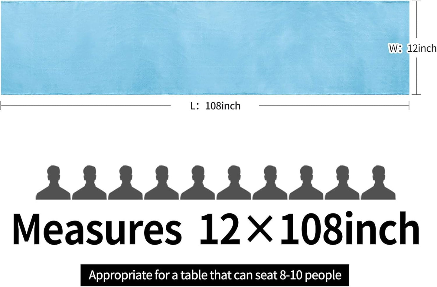 10-Pack Satin Table Runner Blue 12 x 108 inches Long, Table Runners for Wedding, Birthday Parties, Banquets Decorations（10 Pack, 12x108 Inch, Blue）