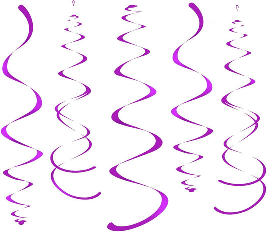 WEVEN Purple Party Hanging Swirl Decorations Plastic Streamer for Ceiling, Pack of 28