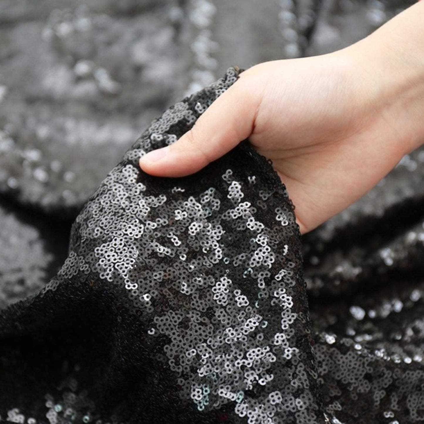 Poise3EHome Black Sequin Backdrop,8FT x 10FT Sequin Photography Backdrop Curtain for Party Decoration