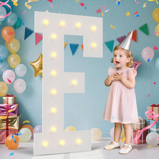 4FT Marquee Light Up Letters - Large Marquee Letters 4 Feet Tall for Birthday Party Decorations, Big Letter for Wedding Event Marry Me Baby Shower Bridal Shower, Letter F