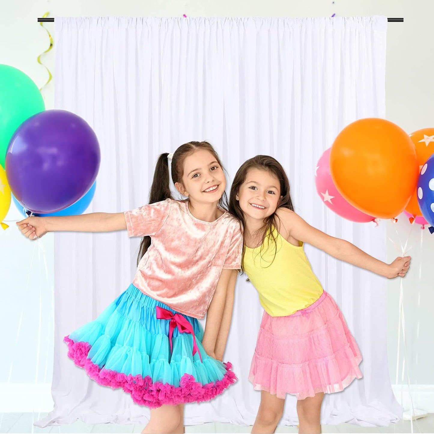 10ft x 10ft White Backdrop Curtains for Parties, Fabric Satin Background Curtain with Rod Pockets for Weddings, Birthday, Baby Shower, Photography, Graduation Party Backdrop Drapes, 2 Panels