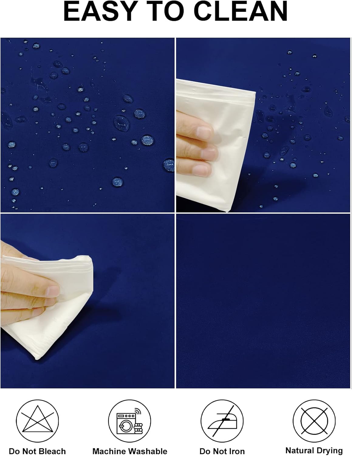 Fokitut 2 Pack Waterproof Square Tablecloth, 52x52 Inch, Stain Resistant and Wrinkle Polyester Table Cloth, Fabric Table Cover for Kitchen Dining, Wedding, Party, Holiday Dinner-Royal Blue