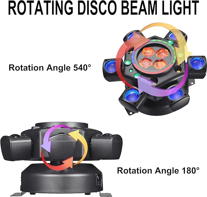 Moving Head Dj Lights for Parties, 180W LED RGBW 6 Arms with Mixed Lighting Effects,DJ Stage Lighting for Party Disco Club Wedding Bar (2)