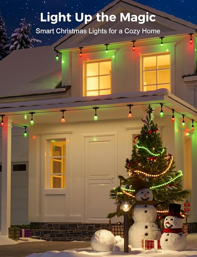 XMCOSY+ Smart Outdoor String Lights, 98Ft Patio Lights Waterproof, App Control, Compatible with Alexa, RGBCWIC Color Changing LED String Light for Outside