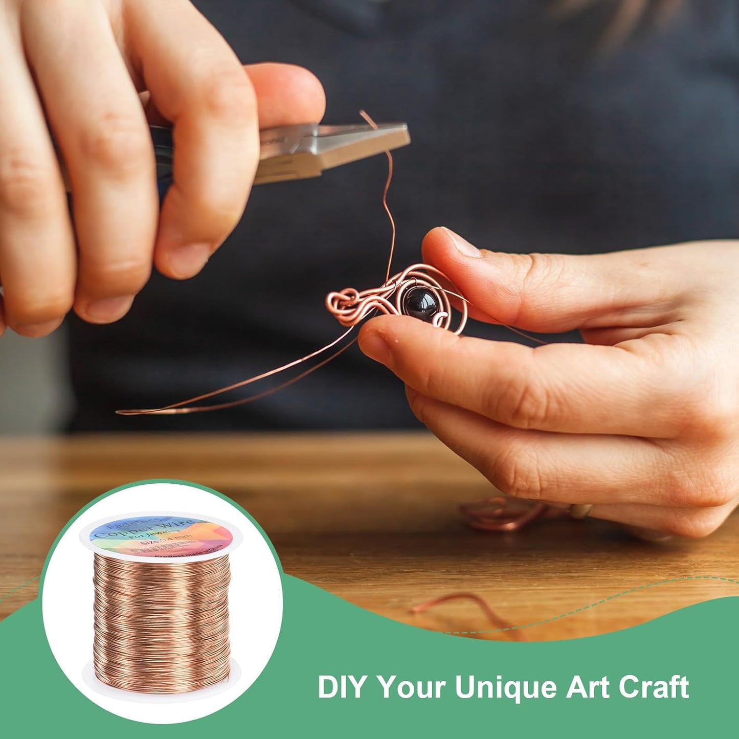 2-Rolls 0.4mm Jewelry Wire, 26 Gauge 328FT Craft Wire Copper Beading Wire for Jewelry Making/Planting/Weaving/DIY Crafting, Soft Metal Wires [100M, Copper Tone]