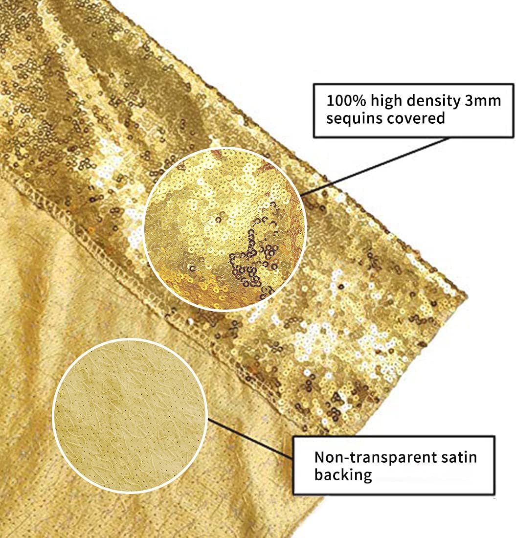 Poise3EHome 10Ft x 10Ft Gold Sequin Backdrop Curtain, Glitter Thick Not See Through Satin Background Drapes, Sparkly Opaque Photography Curtain Backdrop for Wedding Party Decor