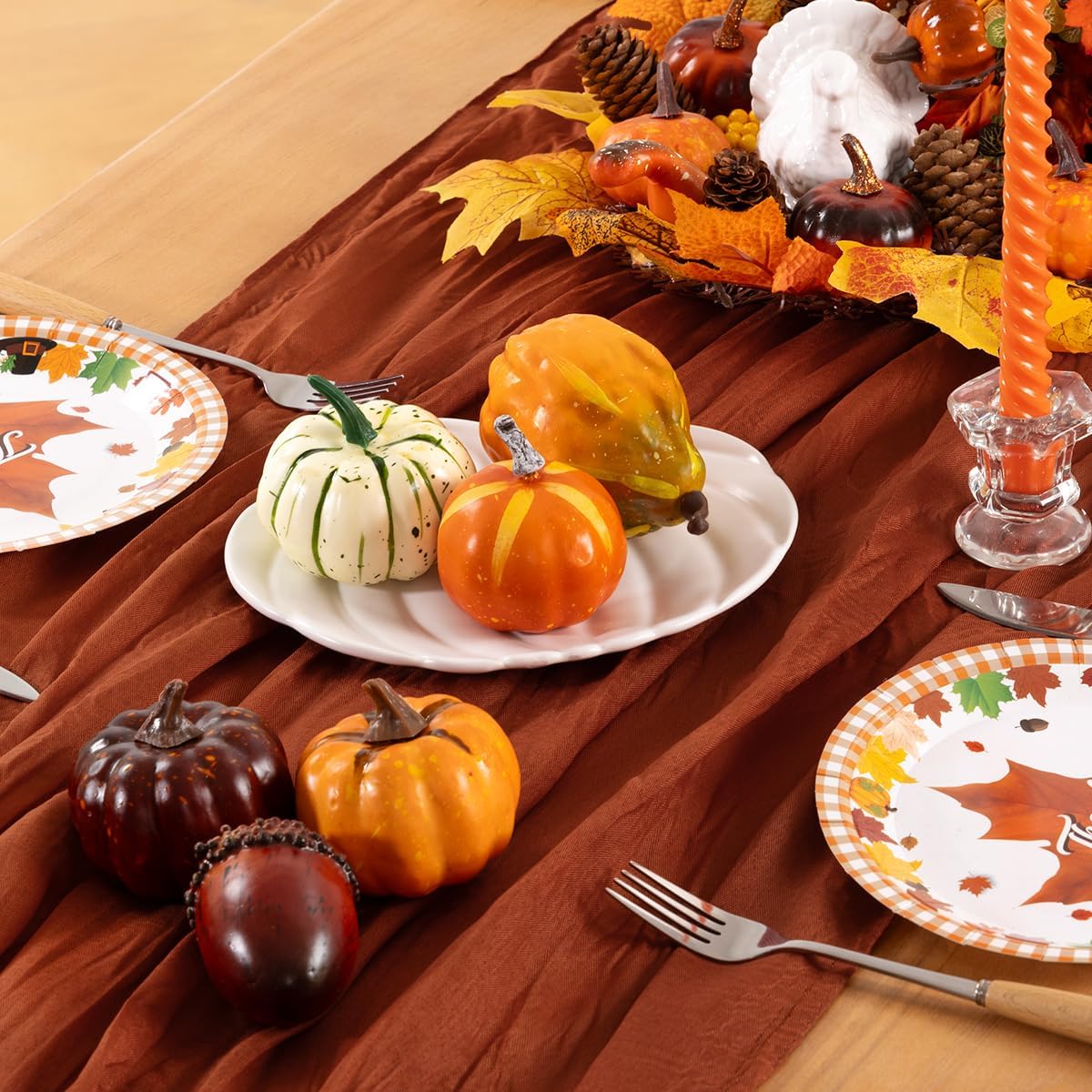 Terracotta Cheesecloth Table Runner 6 Pack Fall Burnt Orange Cheese Cloth Table Runners 120 Inches Rust Thanksgiving Fall Table Decorations for Friendsgiving Wedding Bridal Baby Shower Party