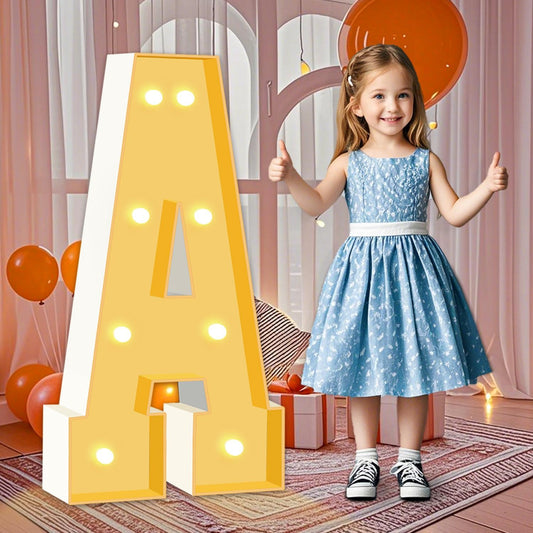 3FT Marquee Light Up Letters, LED Marquee Letters A for Birthday Balloons Backdrop, Large Light Up Letters for Baby Shower Anniversary Decorations Party Wedding Decor, Pre-Cut Foam Frame Kit