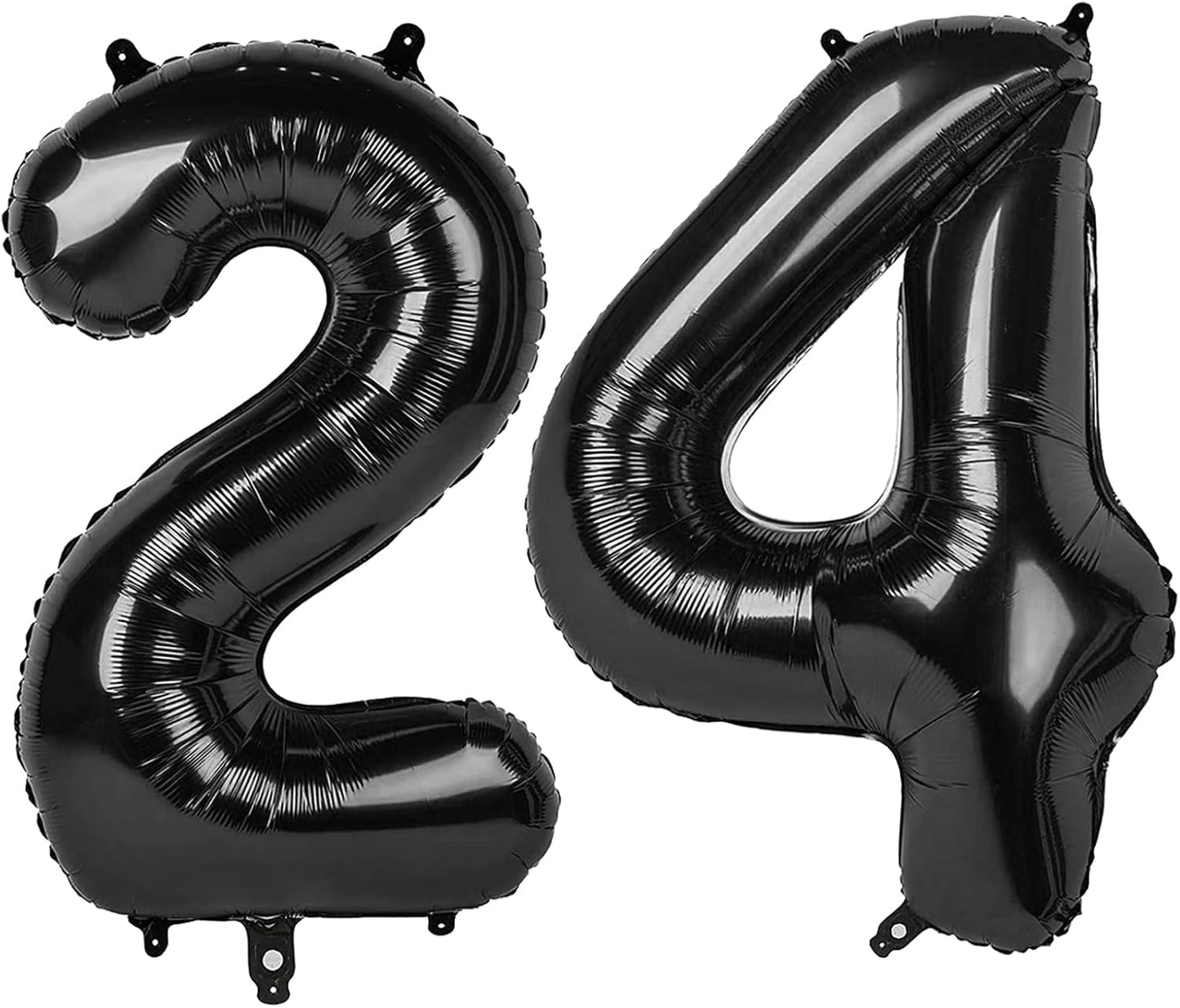 40 Inch Black Large Number 24 Birthday Balloon, Giant Numbers 24 42 Balloons, Foil Mylar Big Balloons for Anniversary Graduation Supplies Decorations